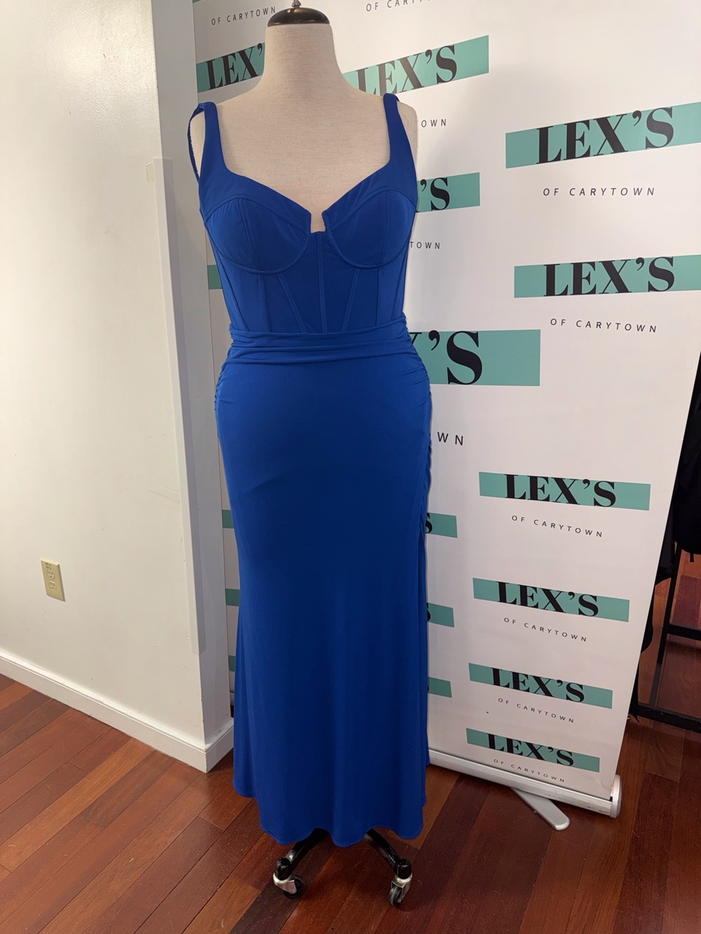 La Femme Jersey Plus Size Dress with Bustier